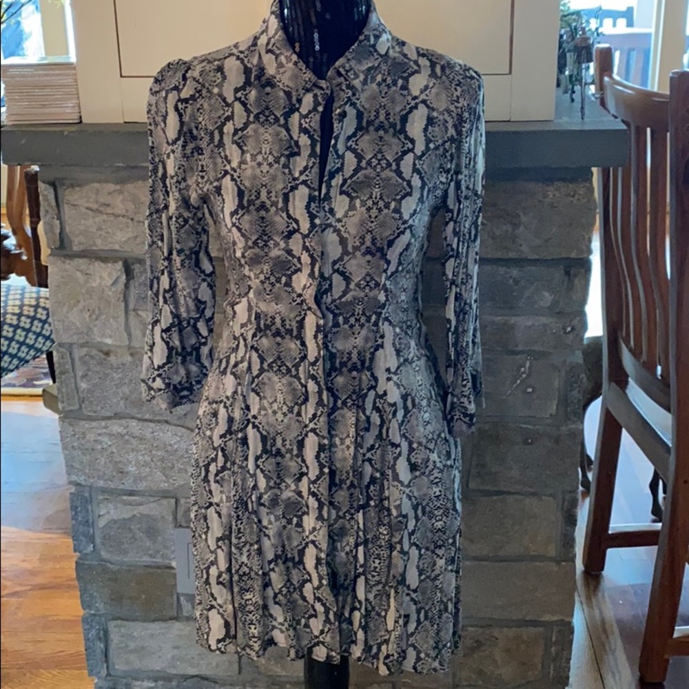 Snakeskin button down dress
